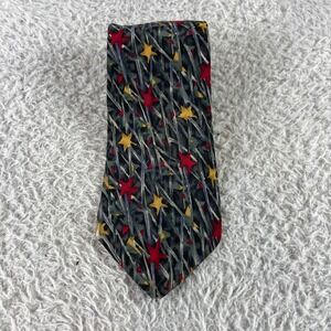 Jimmy L tie stars pattern red yellow green blue silk blend